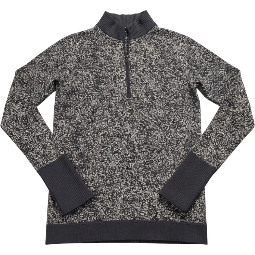 Lululemon Rest Less 1/4 Zip Pullover‎ Space Dye Black White Thumbholes Top